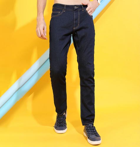 Men Navy Blue Slim Fit Mid-Rise Clean Look Stretchable Jeans